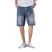 Men's Korean Style Ripped Slim Fit Denim Shorts Summer Thin Casual Trendy Brand Mid Waist Five Point Breeches_mkmklike.com