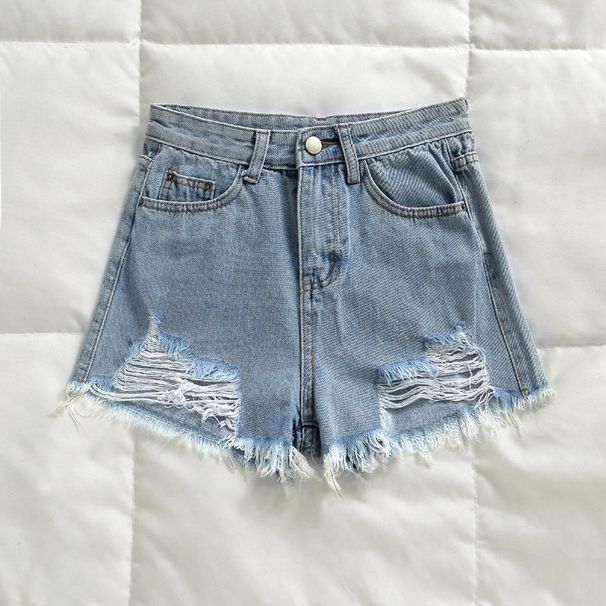 Women's High Waisted Ripped Denim Shorts Korean Style Summer 2020 Loose Slimming A-Line Trendy INS Versatile Student Clothing_mkmklike.com