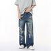 Men's Clothing Men's Wear New Niche Irregular Distressed Holes Heavy Work Street Style Straight Jeans Trend_mkmklike.com