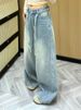 American-style Hot Girl Design Single-sided Rhinestone Denim Pants For Women, 2026 Spring Vintage Fashionable Shiny_mkmklike.com