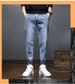 Men's Korean Style Oversized Cargo Jeans | Acetate Stretch Tapered Ankle Pants | Streetwear Workwear (Grey/Black/Light Blue)_mkmklike.com