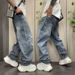 Men's High Street Tie Dye Jeans Trendy Retro Washed Distressed Loose Straight Leg Wide Leg Pants For Spring And Autumn_mkmklike.com