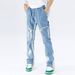 Men's Clothing Simple And Versatile New Style Stitching High Waist Zipper Trendy Jeans_mkmklike.com
