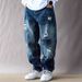 Streetwear Cargo Jeans – Distressed Washed Denim With Multi-Pocket Design & Slight Flare (M-Xxxl) – Unisex Baggy Workwear Pants_mkmklike.com