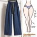 Plus-size Women's Elastic Waist Jeans, Mid-rise, Slimming, Thin Straight-leg Pants, Loose And Versatile Wide-leg Pants_mkmklike.com