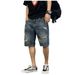 Denim Shorts For Men In Summer, Thin Cut, Ripped, Versatile, Slim Fit, Straight Leg, Trendy Korean Version, Five Point_mkmklike.com