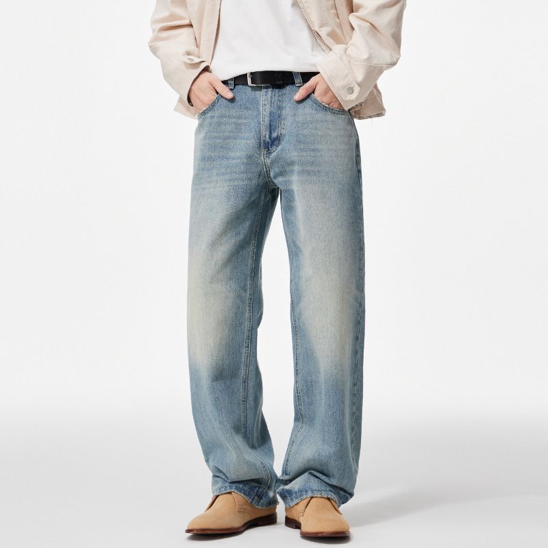 Nordmann Muqiu Clothing | Autumn New Bamboo Texture Jeans Men's Loose Retro Washed Vintage Long Pants_mkmklike.com