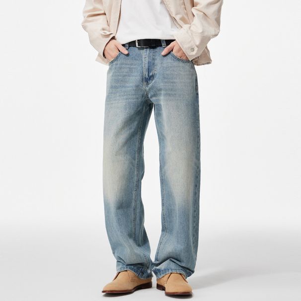 Nordmann Muqiu Clothing | Autumn New Bamboo Texture Jeans Men's Loose Retro Washed Vintage Long Pants_mkmklike.com
