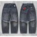 Men's Clothing Men's Retro Style Star Embroidered Jeans Straight Leg Fashionable Long Pants High End Feel For Formal & Casual_mkmklike.com