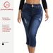 Women's Stretch High-Waisted Cropped Jeans – Slim Fit Denim Capri With Pocket Detail (Dark Blue, S-XL, Comfortable Plus Size Summer Pants)_mkmklike.com