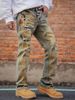 Men's Slim Straight Jeans Trendy Youth Mid-Waist Khaki Denim Pencil Pants Vintage High Street Casual Spring Autumn Summer_mkmklike.com