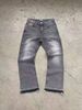 Distressed Embroidered Slim Fit Men's Jeans - Vintage Washed Denim Pants With Handmade Rips Tching, Straight Leg Comfort Stretch For Casual Wear_mkmklike.com