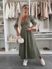 K New Women's Fashionable And Sexy V-neck Long Button Denim Dress_mkmklike.com