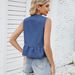 K New Women's Denim Vest With Lace-up And Leaf Hem_mkmklike.com