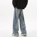 Men's American High Street Jeans, Elastic Waisted Loose Straight Leg Micro Pants, Men's 2025 New Style_mkmklike.com