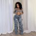 "Button-Front Relaxed Denim Pants - Decorative Stitching & Loose Fit (Blue/Light Blue/Dark Gray, S-XXL)"_mkmklike.com