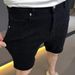 Men's Mid-Length Black Denim Shorts European Station Trendy Brand Diamond Pattern High End Korean Version Summer Thin Five Point Jeans_mkmklike.com