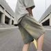 Men's Yellowish Brown Denim Shorts High Waist Straight Leg Casual Loose Five Point Summer Retro Trendy Brand_mkmklike.com