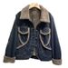 Women's Clothing Plus Velvet Parka Women's Fleece-Lined Denim Jacket With Shearling Collar - Vintage Short Coat For Casual & Elegant Style_mkmklike.com