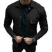 Cross-Border Autumn Casual Heavy Twill Lapel Long Sleeve Top European And American Single-Breasted Solid Color Slim_mkmklike.com
