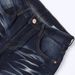 Men's Slim Fit Dark Blue Washed Jeans - Straight Leg Distressed Denim Pants With Patch Details For Casual Wear_mkmklike.com