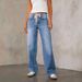 Women's Straight Leg Denim Pants European American Style Lace Up High Waist Trousers Fashionable Casual Fit_mkmklike.com