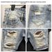 Men's Straight Leg Denim Shorts Loose Fit Korean Style Trendy Ripped Thin Mid-Length Summer Fashionable Brand Five Point Pants_mkmklike.com
