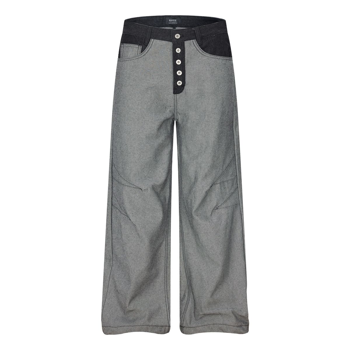 High-Waisted Wide-Leg Jeans For Men & Women – Distressed Button Fly Denim Pants With Contrast Stitching, Relaxed Fit Streetwear"_mkmklike.com