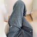 Sparkling Galaxy Blue Flared Jeans For Women - Glitter Narrow Wide Leg Trousers With High Waist & Rhinestone Details_mkmklike.com