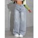 Women's High Waisted Straight Leg Casual Pants - Summer Loose Fit Trousers In Blue, Gray-Blue & Pink_mkmklike.com