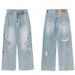 Men's Clothing Men's Loose Fit Straight Leg Jeans Hollow Out American Street Style Trendy High End Spring Clothing_mkmklike.com