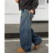 Men's American Retro Gradient Blue Distressed Washed Denim Jeans High Street Straight Leg Casual Trousers Trendy Spring Style_mkmklike.com