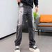 Men's Clothing Trendy High End Men's Slim Fit Cropped Jeans Tapered Leg Casual Printed Trousers For Summer_mkmklike.com