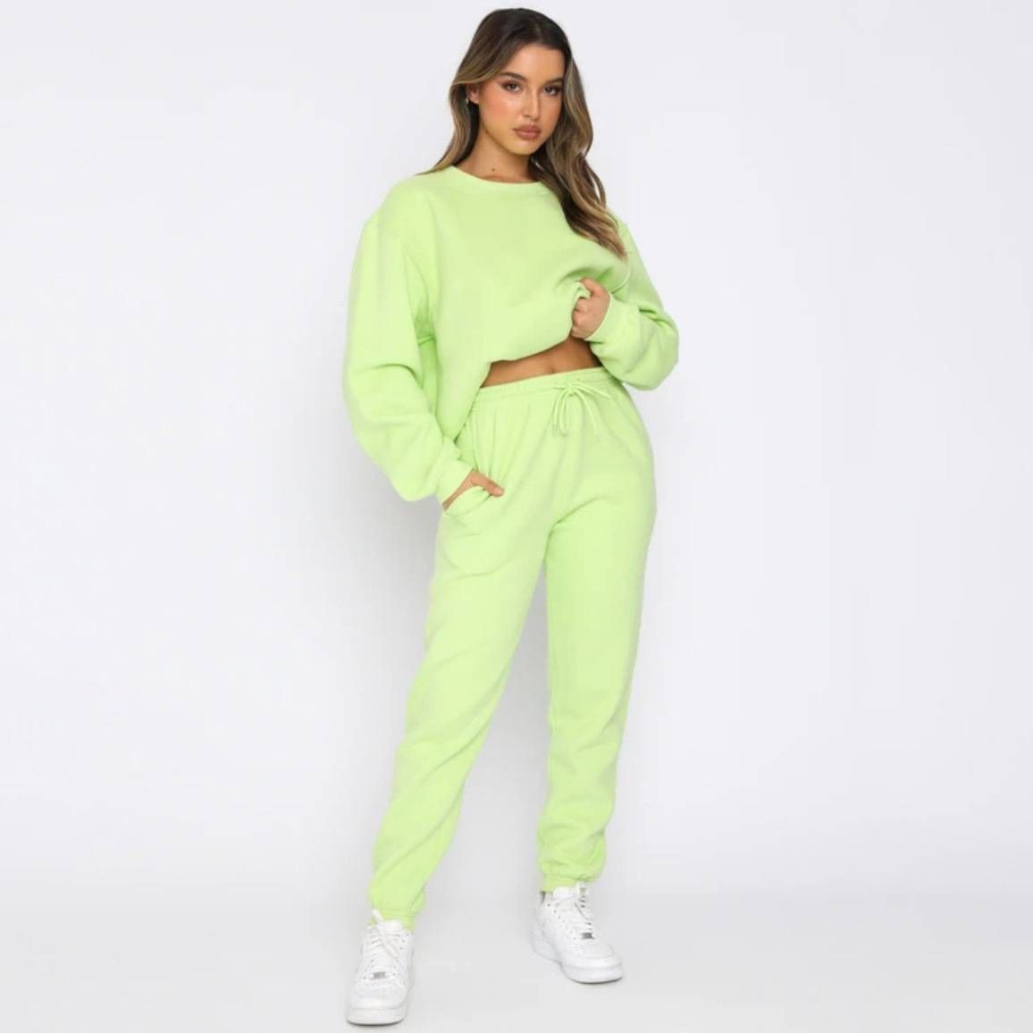 fashion suits for women long-sleeved loose round neck sweatshirt casual sports trousers_mkmklike.com