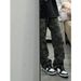 Men's Vintage Camo Cargo Jeans – Straight-Leg Workwear Denim Pants With Distressed Wash & Utility Stitching_mkmklike.com