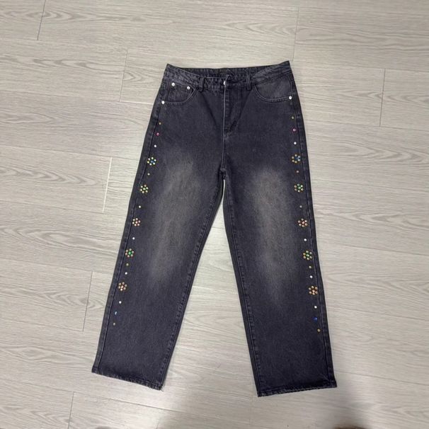 "Distressed Washed Denim Pants - Vintage Loose Fit High Street Casual Trousers For Men & Women, Streetwear Inspired Lightweight Summer Jeans"_mkmklike.com