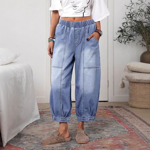 Women's Clothing Women's Loose Casual Jeans Wide Leg Street Style Solid Color Washed Denim Pants For Formal & Casual_mkmklike.com