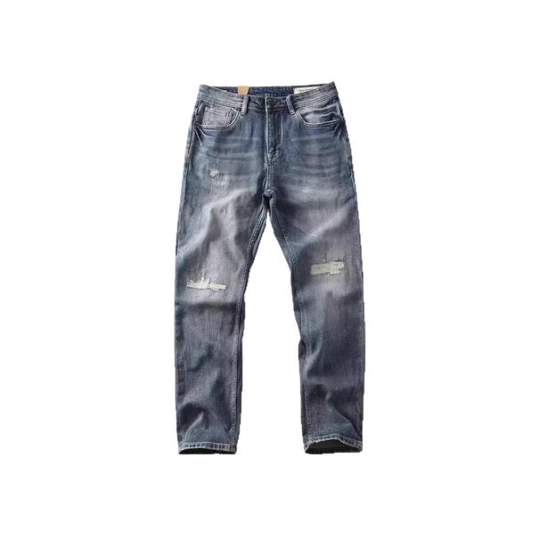Men's Vintage Relaxed Fit Jeans – Distressed Denim With Whiskering & Knee Rips (Classic Blue, S-Xxxl)_mkmklike.com