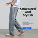 Men's Classic Straight Leg Jeans - Mid Rise Washed Denim Pants For Casual Wear (Retro & Blue) Breathable Cotton Blend_mkmklike.com