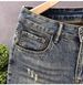 Men's Clothing Summer Casual Ripped Denim Shorts Washed Yellow Straight Leg Loose Fit Trendy Five-Point Pants_mkmklike.com