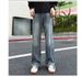 Men's Straight Leg Distressed Jeans Cleanfit Whiskered Bamboo Pattern Loose Flare Vibe Trousers American High Street_mkmklike.com