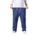 Men's Clothing Foreign Trade Large Size Autumn Thick Leg Wide Leg Jeans Men's Straight Loose Big Foot Trousers Wide Leg_mkmklike.com