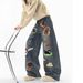 American Cartoon Towel Embroidered Jeans Men's Winter Trendy Brand Design Sense Wide-leg Pants Loose And Versatile Floor-mopping Trousers_mkmklike.com