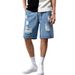 Men's Clothing Summer thin loose simple casual shorts men's retro washed elastic waist ripped straight denim shorts_mkmklike.com