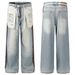 Men's Clothing Neutral High End Washed Blue Pocket Design Men's Loose Jeans_mkmklike.com
