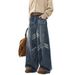 Men's Vintage Washed Denim Jeans - Classic Straight Leg With Cat Whisker & Fading Details, Clean Fit High Street Style For Everyday Wear_mkmklike.com