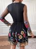 Women's Fashion Printing Mesh Long Sleeve Dress _mkmklike.com