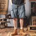 Men's Clothing Retro Fashion Side Pocket Workwear Style Loose Fashion Denim Shorts_mkmklike.com