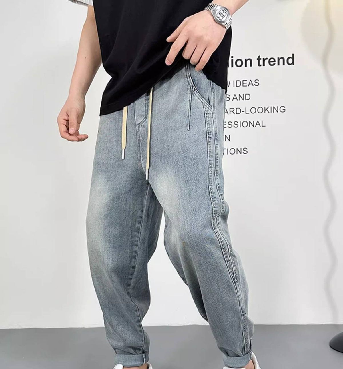 Men's Relaxed Fit Vintage Distressed Jeans - Straight Leg Loose Comfortable Baggy Trousers For Casual Wear_mkmklike.com
