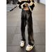 Men's Black Tie Dye Jeans Flared Pants Straight Leg American Style Trendy Cool Spring Autumn Curved Trousers_mkmklike.com